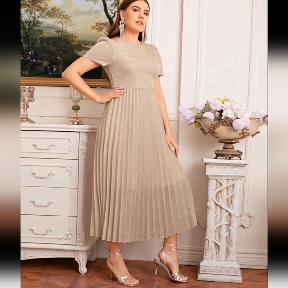 Plus size Glitter Pleated Dress Long 3XL - Picture 3 of 12